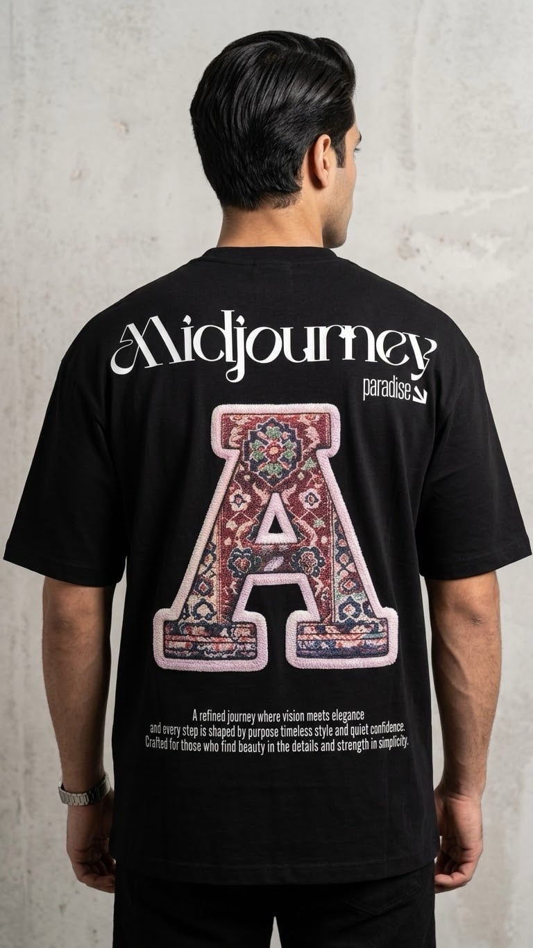 A Baski Siyah Tshirt