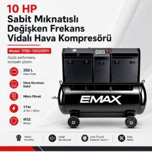 Max Kompresör Vidalı Trifaze 415v/50hz 10hp 250l