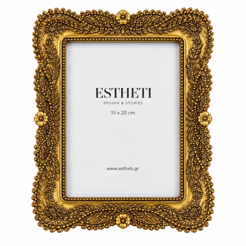 EsthéTi Fotoğraf Çerçevesi Çiçekler 18.5X2X23.5Xcm - Altın