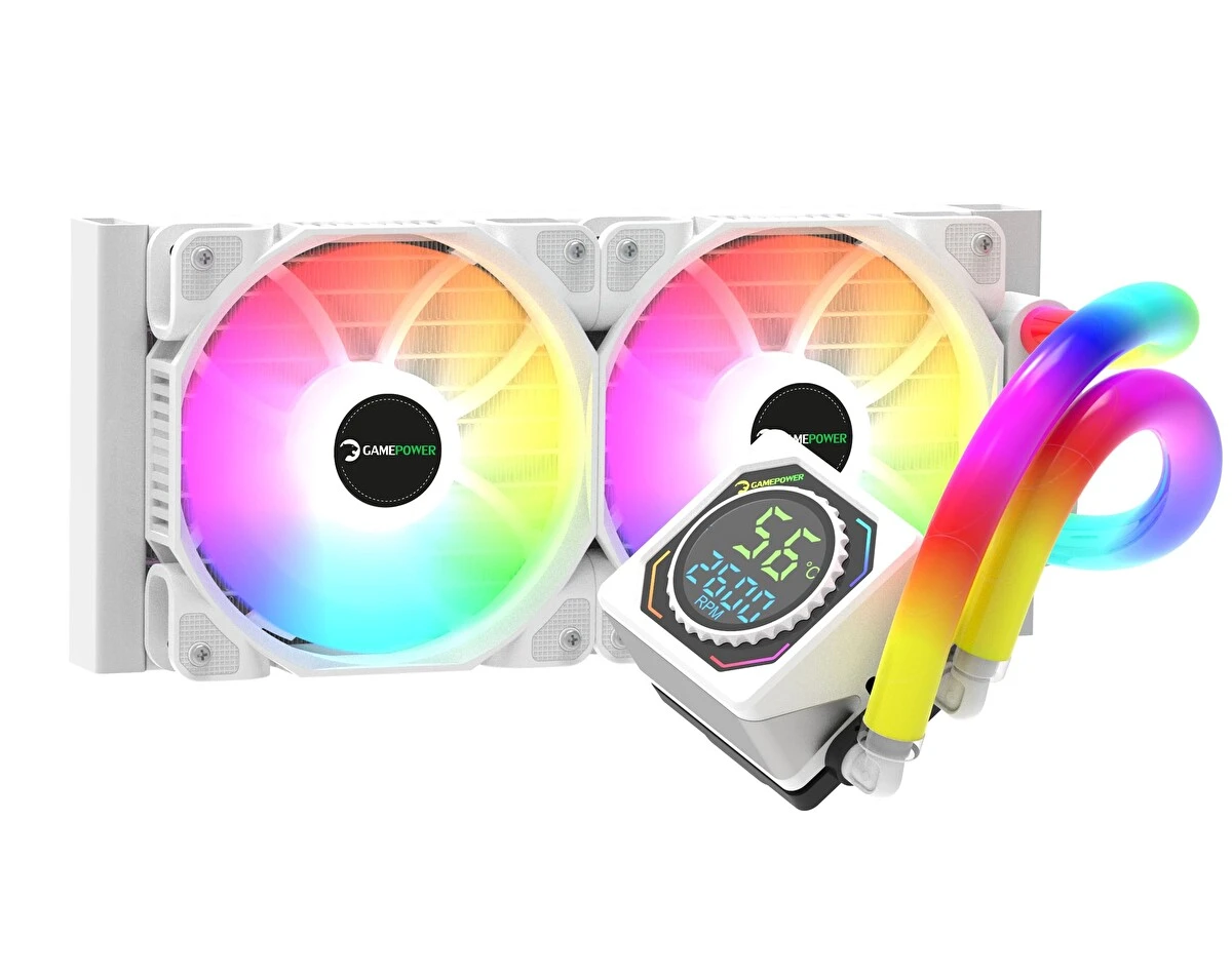 Gamepower Skadi Square 240 ARGB RGB Borulu 240 MM CPU Sıvı Soğutma, Beyaz