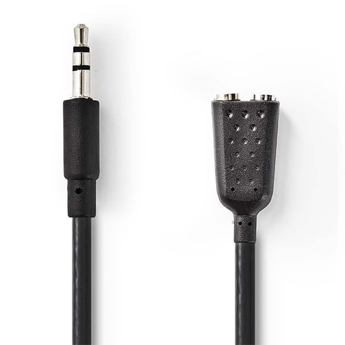 Ses Kablosu Ayırıcı 2x 3,5mm Dişi Jack / 1x 3,5mm Erkek Jack 0,2m NEDIS CAGB22100BK02 Siyah