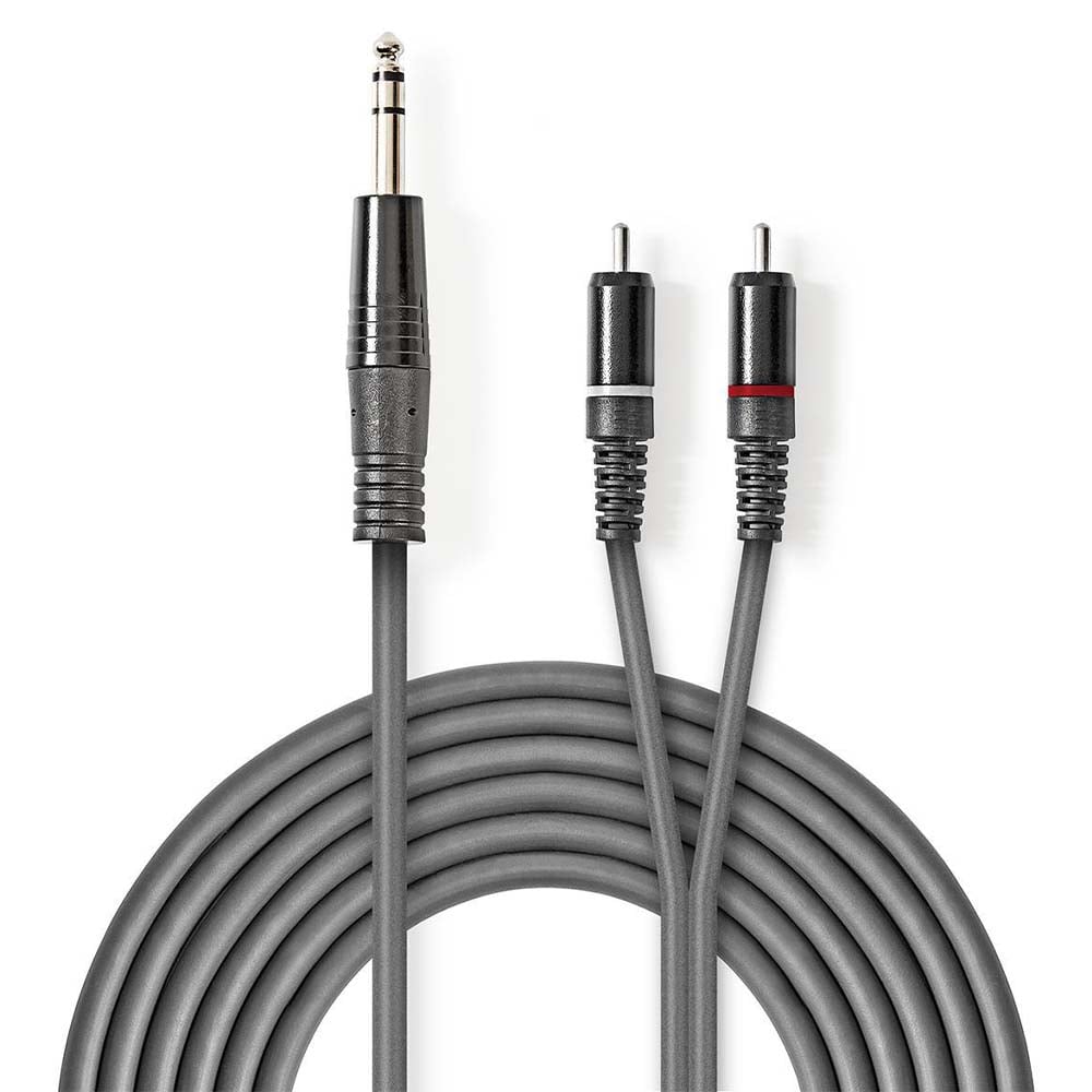 NEDIS COTH23300GY30 Gri 3.0m 1x 6.35mm Jack Erkek/2x RCA Erkek Ses Kablosu