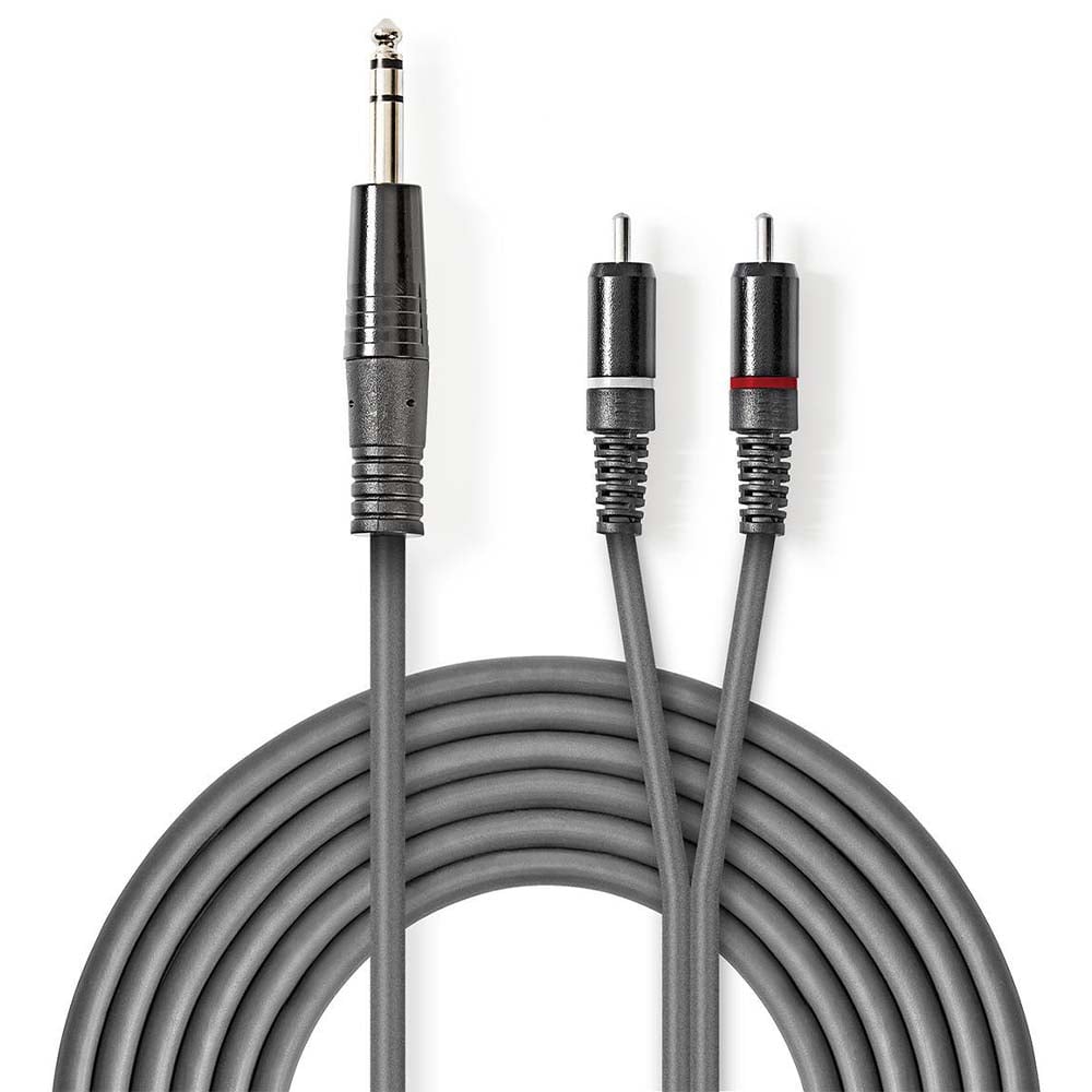NEDIS COTH23300GY15 Gri 1.5m 1x 6.35mm Jack Erkek/2x RCA Erkek Ses Kablosu