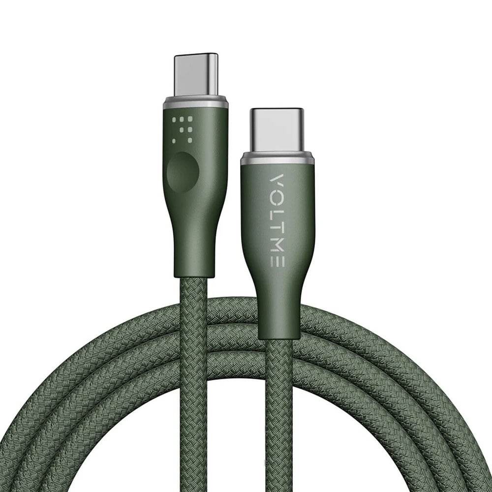 Kablo USB-C to USB-C 2.0 1.8m VOLTME 100W Powerlink Rugg Series C2063 yeşil