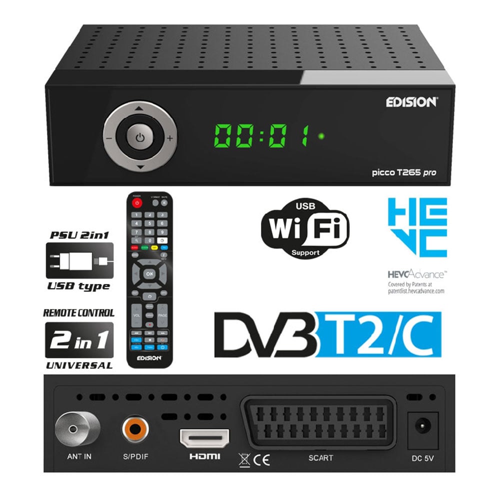 Dijital Karasal Alıcı DVB-T2 EDISION Picco T265 Pro
