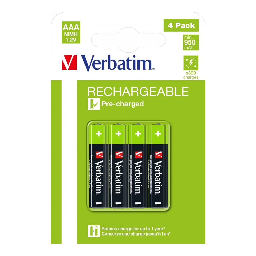 Şarjlı Ni-MH Pil 1.2V AAA 950mAh 4'lü VERBATIM 49514