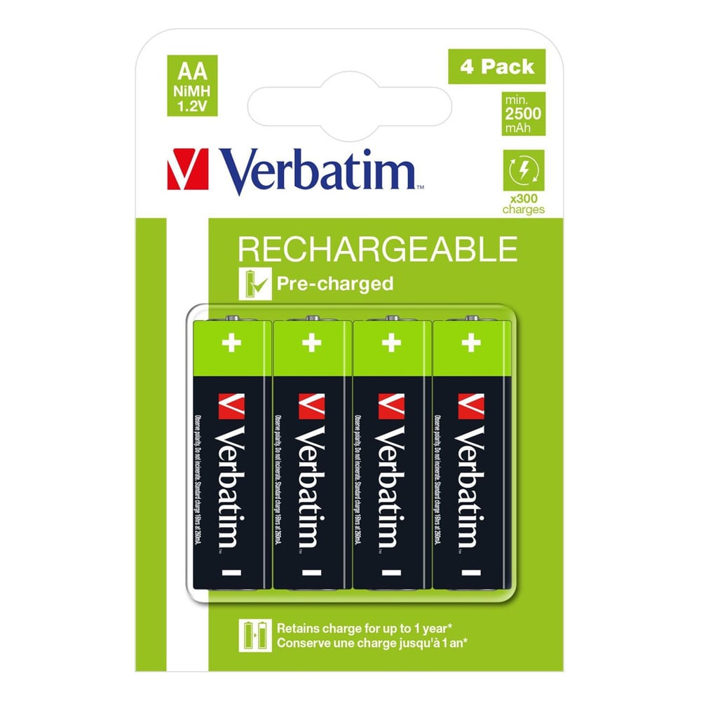 Şarjlı Ni-MH Pil 1.2V AA 2500mAh 4'lü VERBATIM 49517