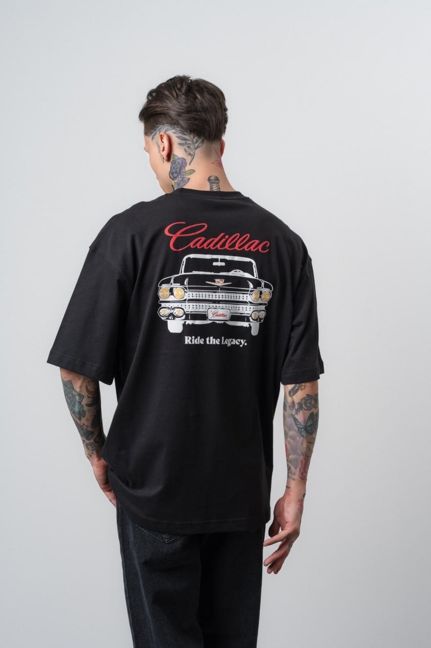 Cadillac Nakiş & Baskili Siyah Tshirt