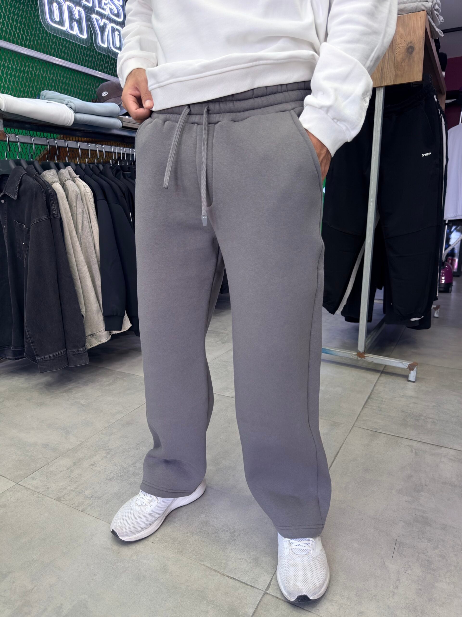 Basic Gri Içi Polar Eşofman Alti