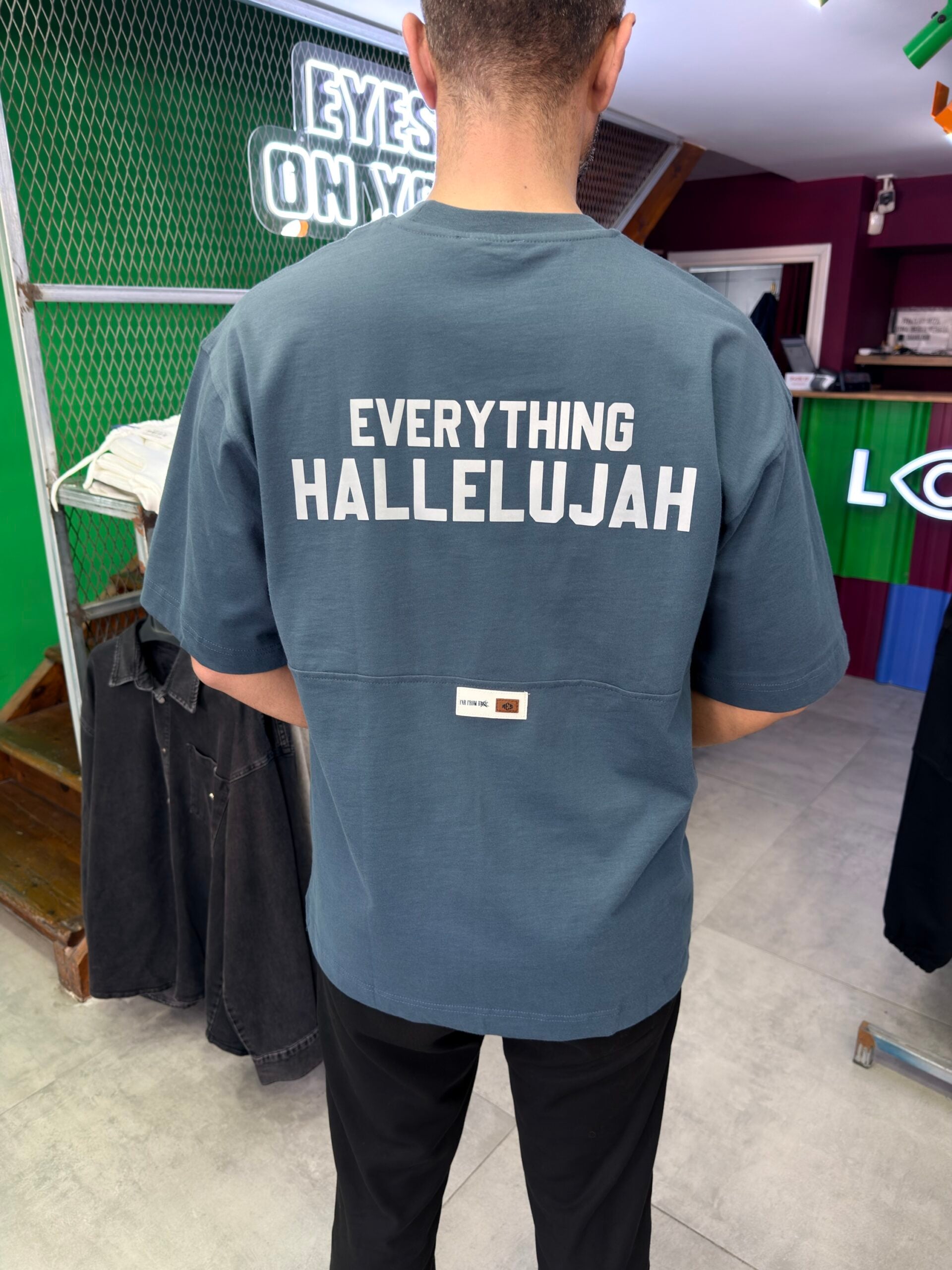 Hallelujah Reflektör Baski Petrol Renk Tshirt
