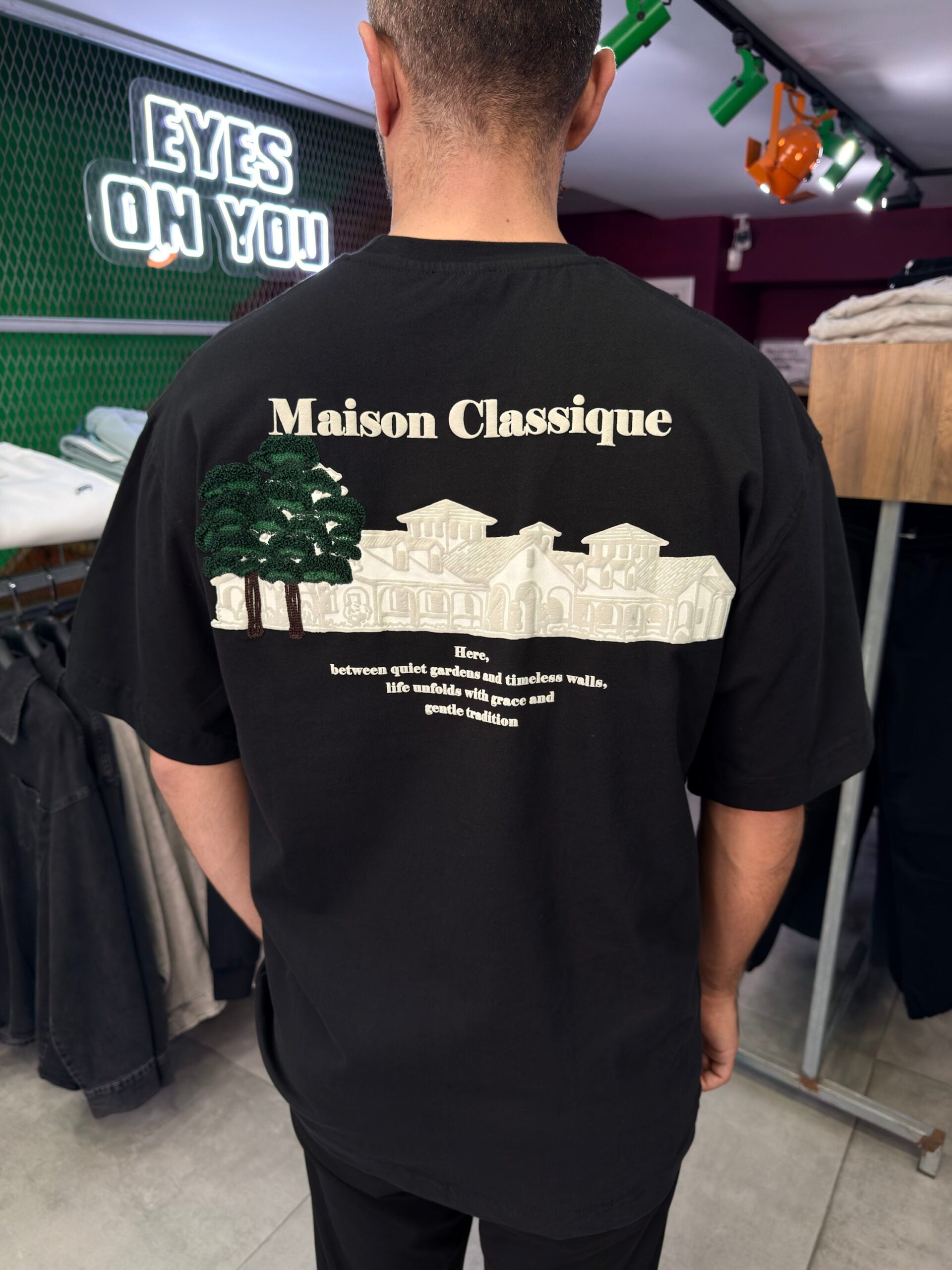 Maison Nakiş & Baskili Siyah Tshirt