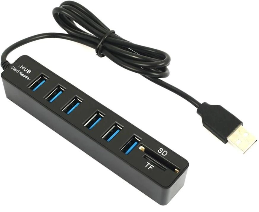 Kart Okuyucu Usb Hub 6 Port + Sd, Tf Kart Okuyucu