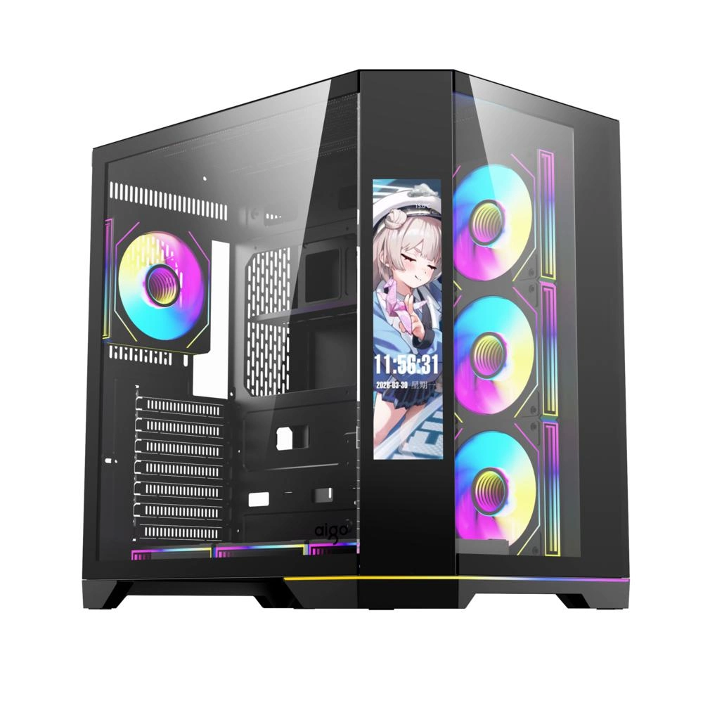 Kasa Aigo Ft418 Ultra Siyah 7X L17 Argb Fanlı 850W 80+ Bronze Gen5 Lcd