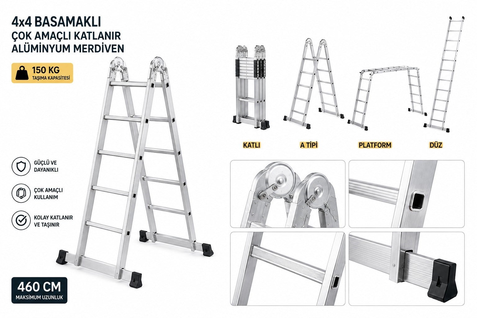 Merdiven 4x4 Basamaklı Platformlu Akrobat (460 cm)