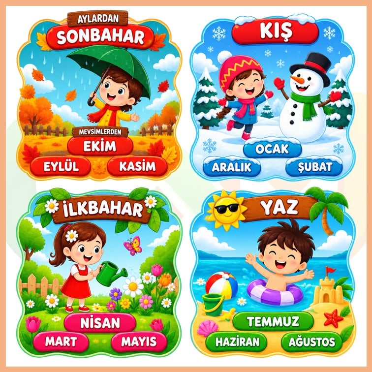 Etkileşimli Mevsimler Panosu (4’lü Set)