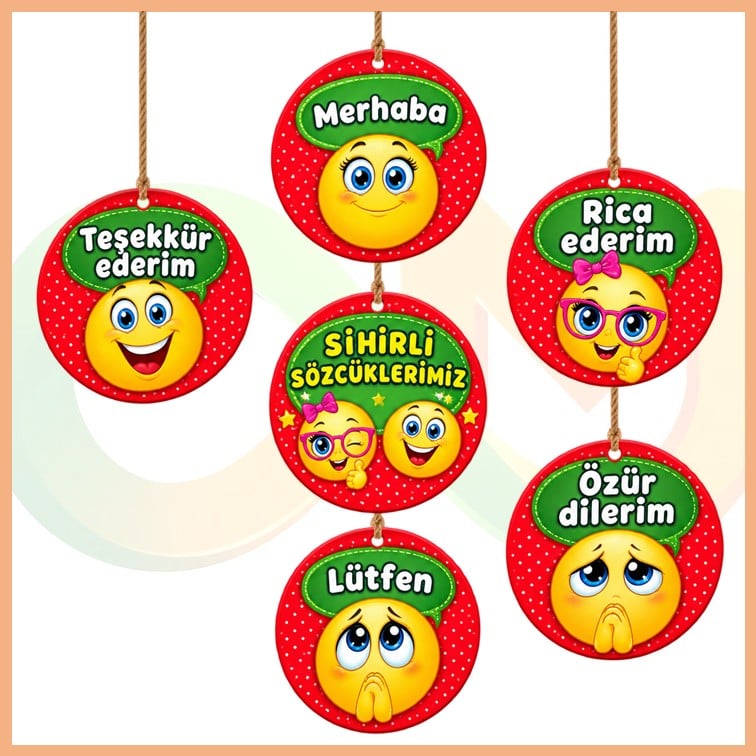 Sihirli Sözcükler 6'lı Dönkart Seti (Çift Yönlü)