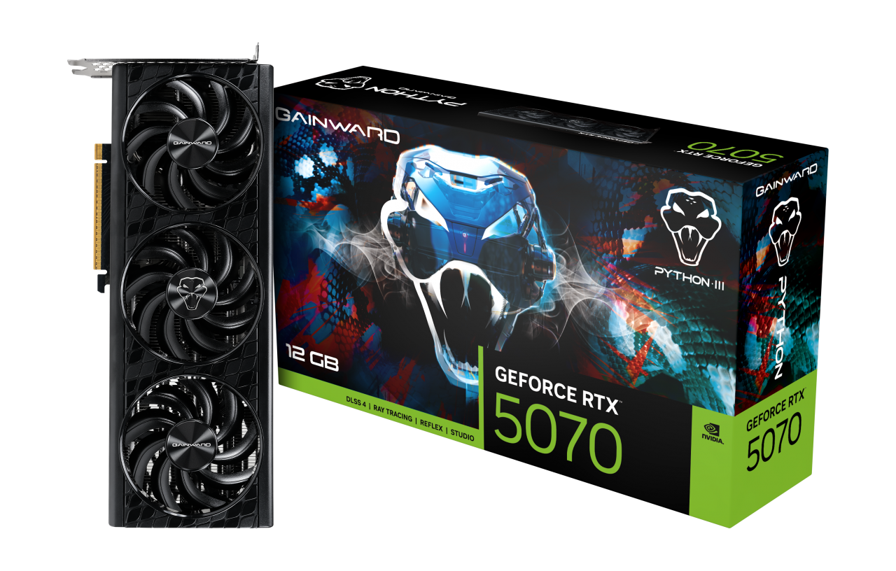 Gainward NE75070019K9-GB2050T GeForce RTX 5070 Python III 12GB GDDR7 192Bit 3 Fan DLSS 4 Ekran Kartı