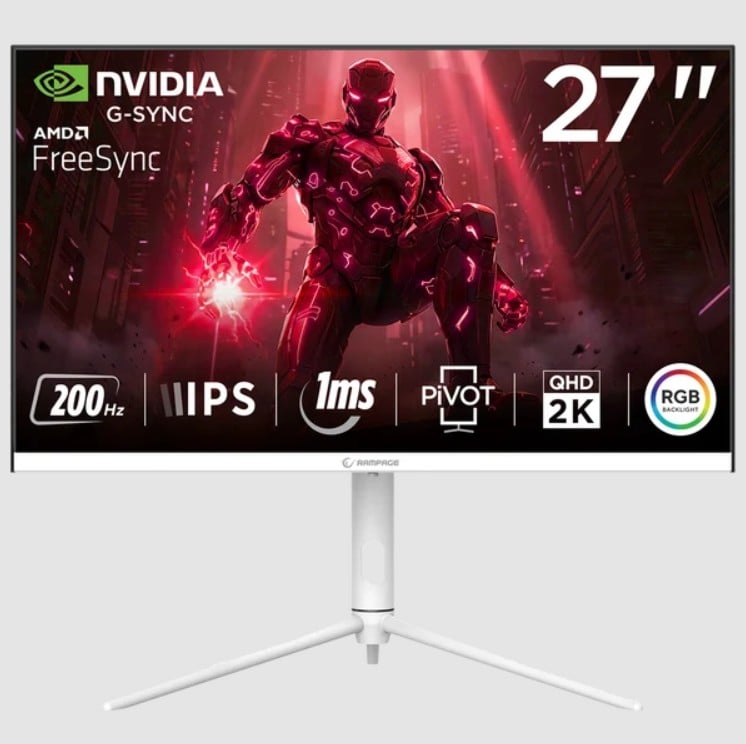 Rampage Glacier Gl27r200q Beyaz 27" 200hz 1ms 2k Qhd Fast Ips Pivot Rgb Gaming Monitör