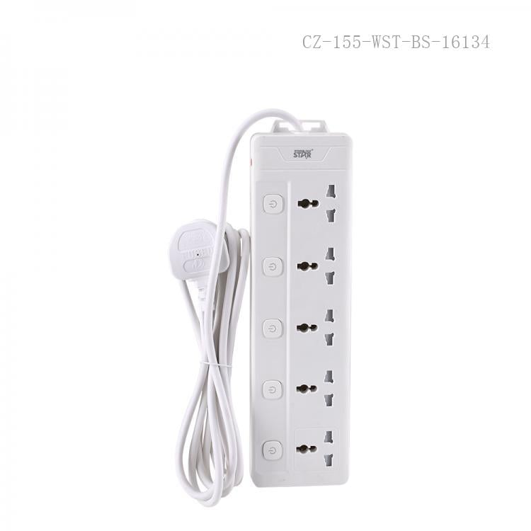 Winning Star St-4035 2000w 3 Metre 5'li Evrensel Priz 5 Ayrı Anahtarlı Uk/bs Fişli Çoklu Uzatma Kablosu