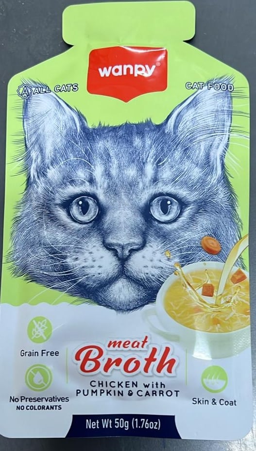 Wanpy Meat Broths Chicken With Pumpkin&Carrot For Cat50G Kedi Ödül Mamaları