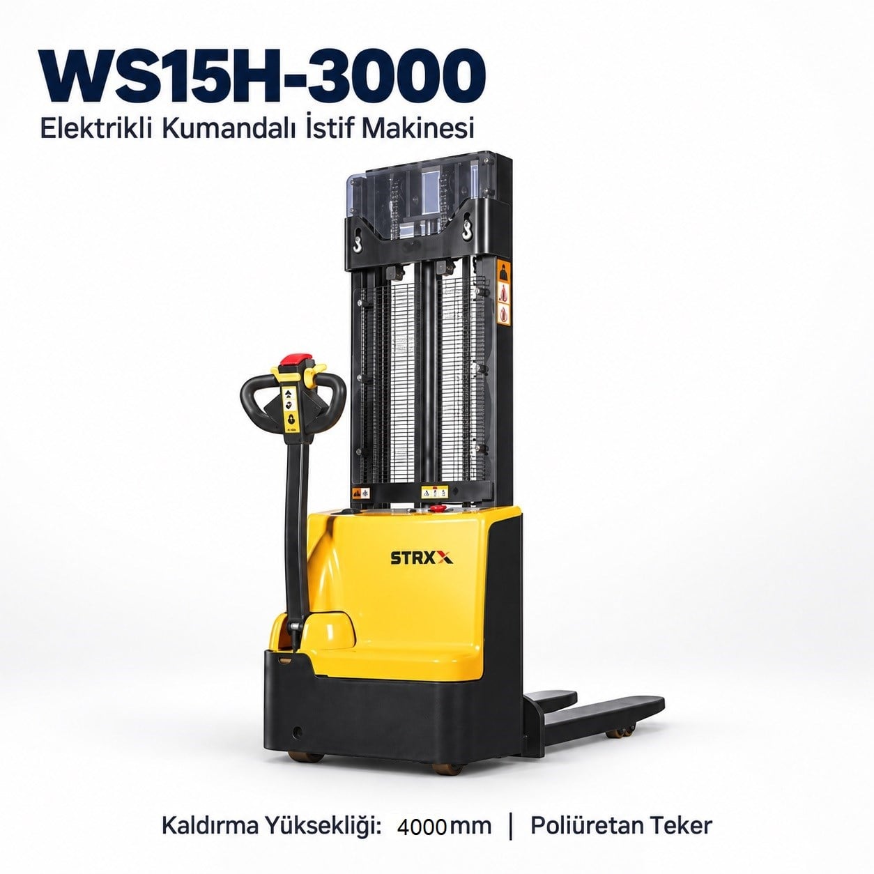 İstif Makinesi Elektrikli Kumandalı Yükseklik:4mt / Uzatma:4,37mt