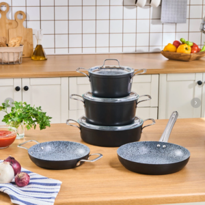 Emsan Bıogranıt Power Inox Monet 8 Parça Tencere Seti,siyah