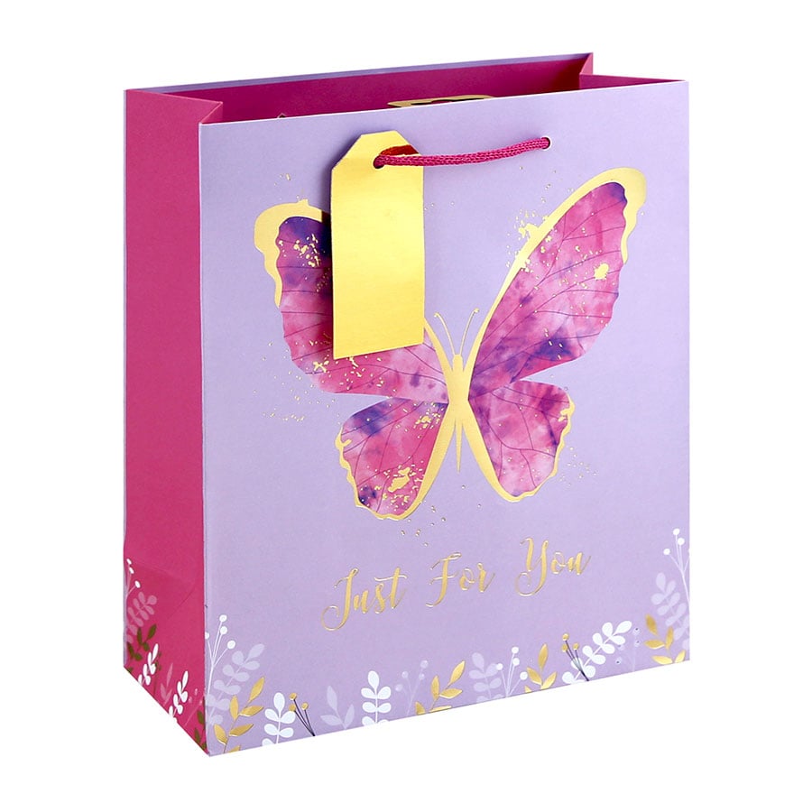 Gift Bag Butterfly (M) EUROWRAP 36965-3C pembe