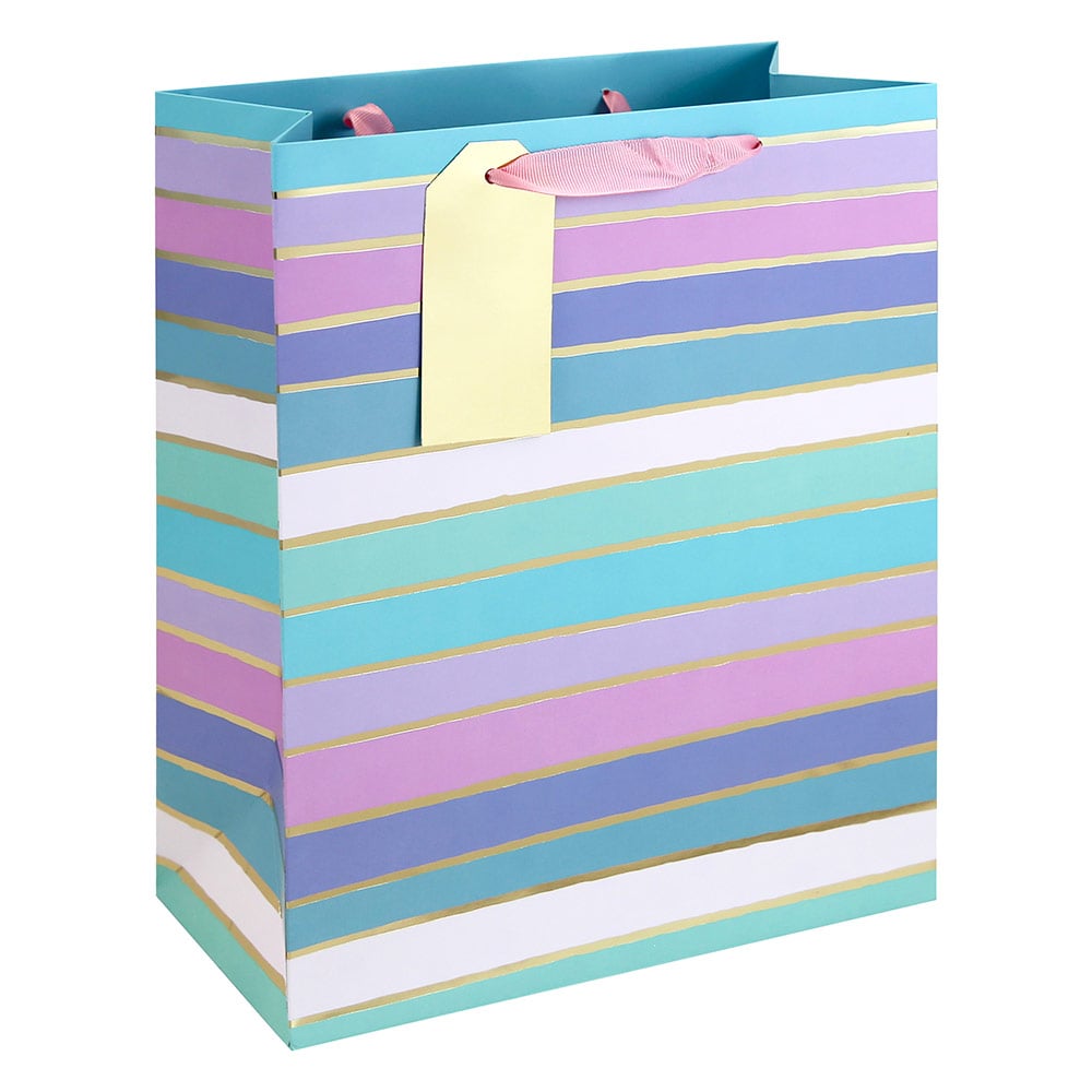 Hediye Torbası Çizgili (L) EUROWRAP 37028-2C mavi/pembe
