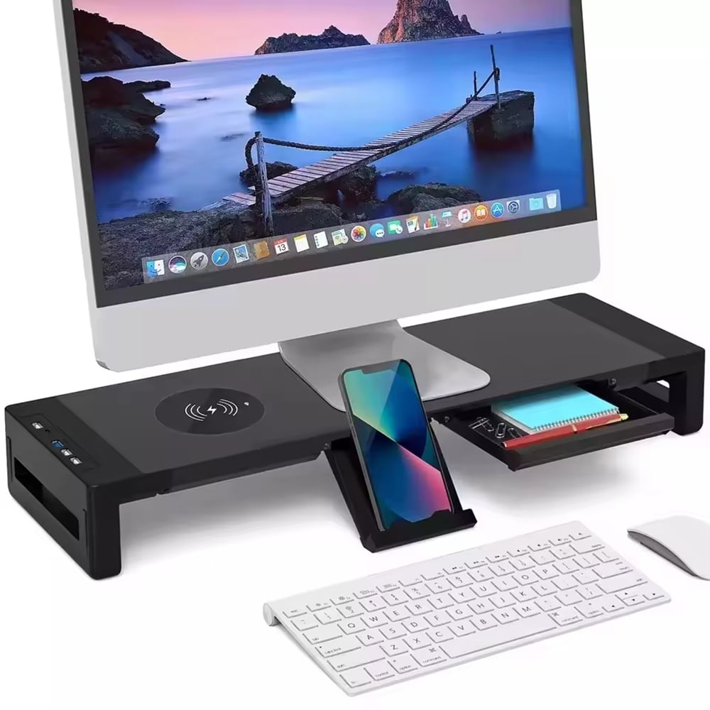 Kablosuz Şarjlı Laptop Standı 15W Siyah
