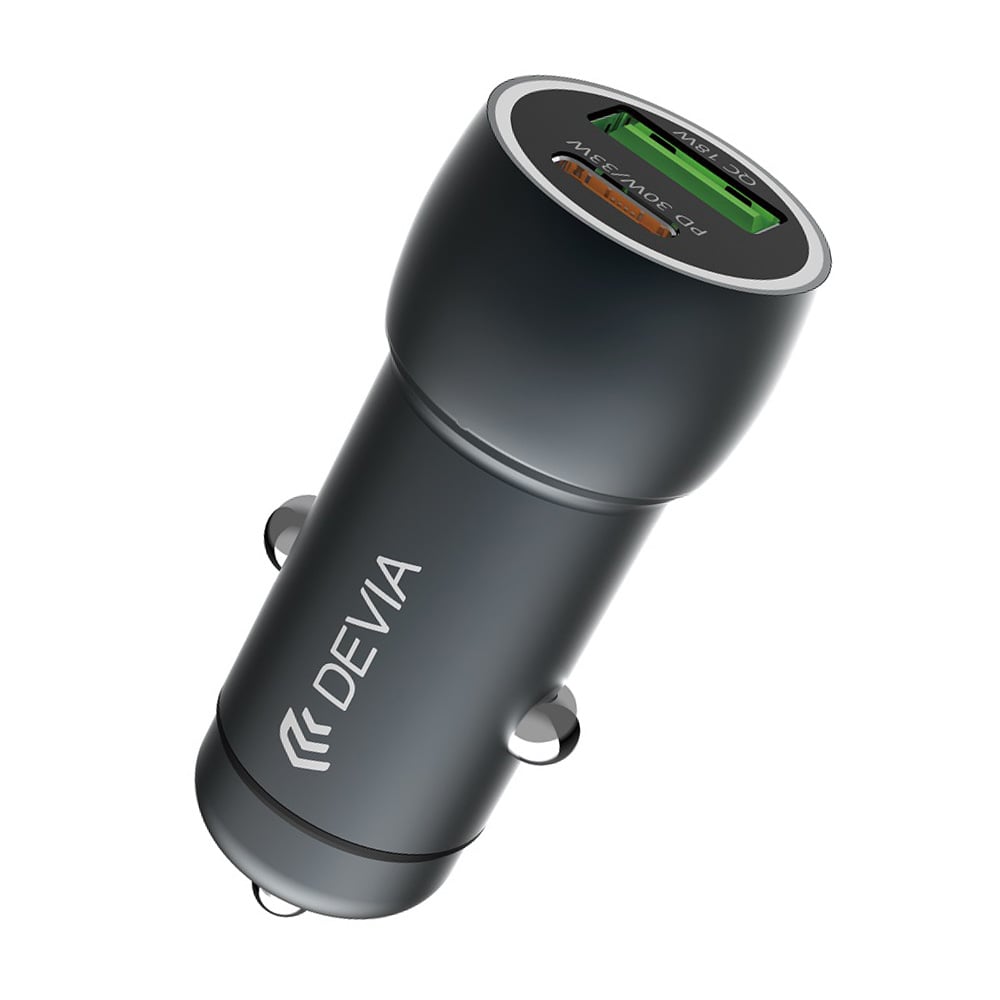 Araç Şarj Cihazı USB-A/USB-C 2 Yönlü 30W (PD) DEVIA EA507 Siyah