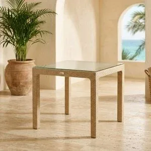 Henıver 90x90 Camlı Masa Beyaz-cappucıno
