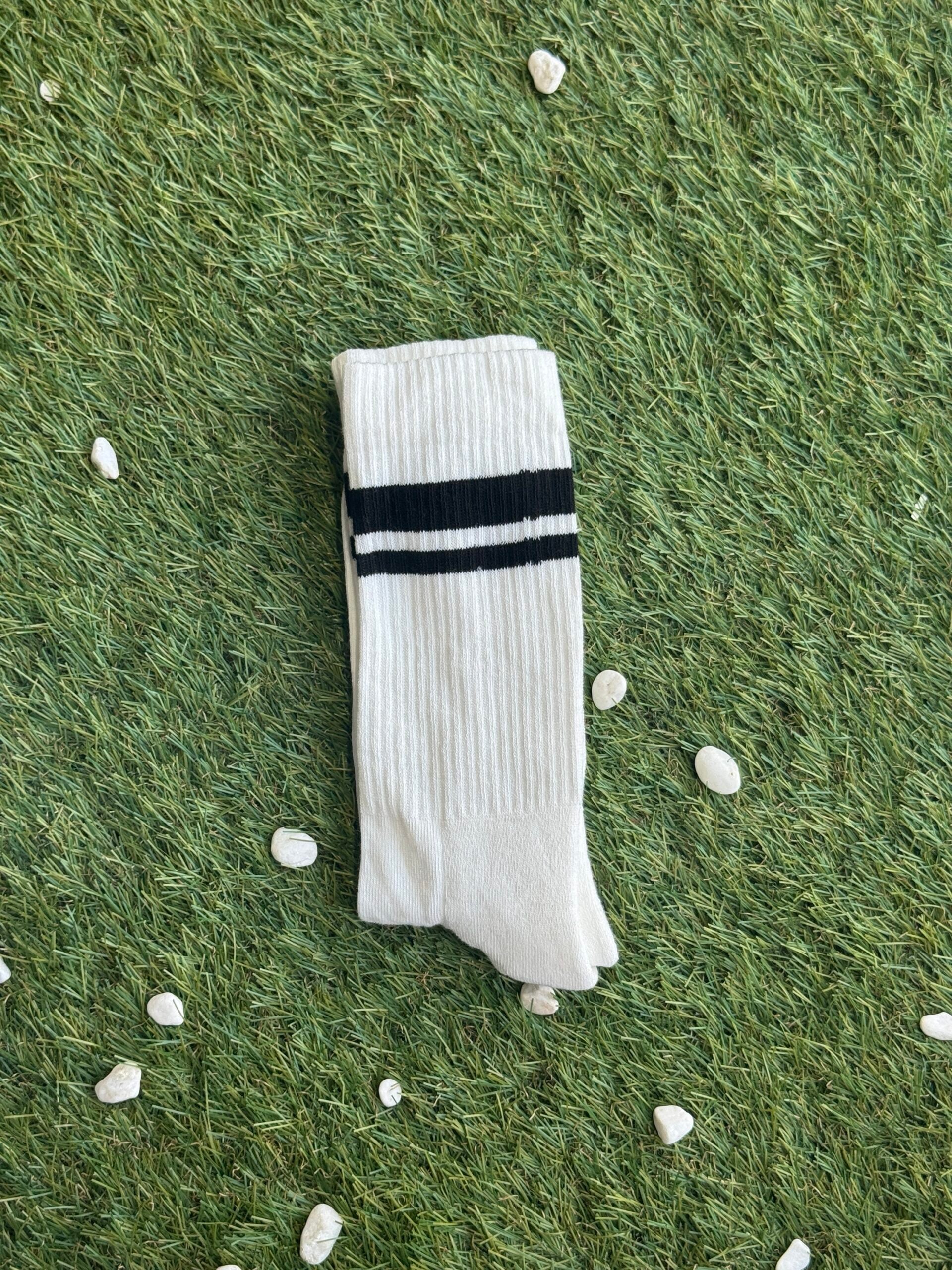 Ekru Siyah Tenis Havlu Spor Çorap