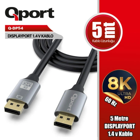 Kablo Qport Q-Dp54 Display Port 1.4V 5Mt