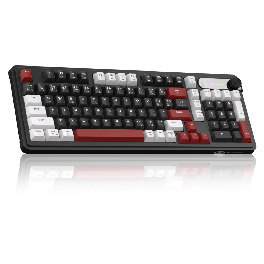 Magegee Gk960 Tri-Mode Rgb Membran Siyah-Bordo Gaming Tr Q Layout