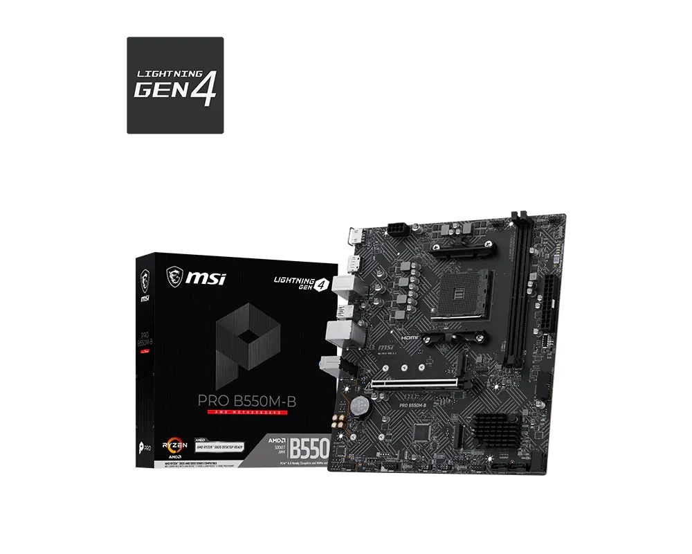 Anakart Msi Pro B550M-B Ddr4 4600(Oc) Hdmi Dp 2X M.2 Am4