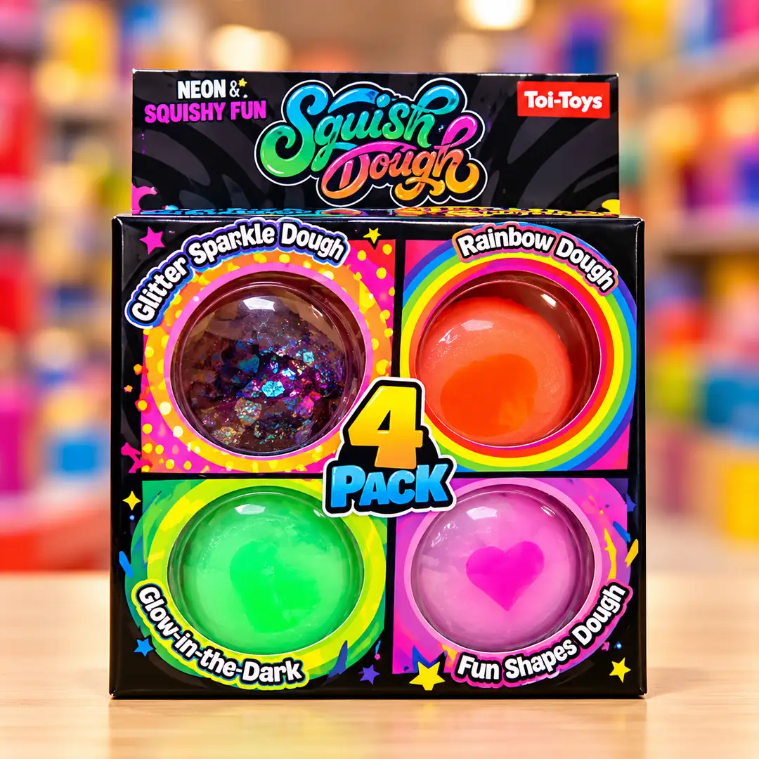 Squish Dough 4’lü Simli ve Neon Sıkma Topu