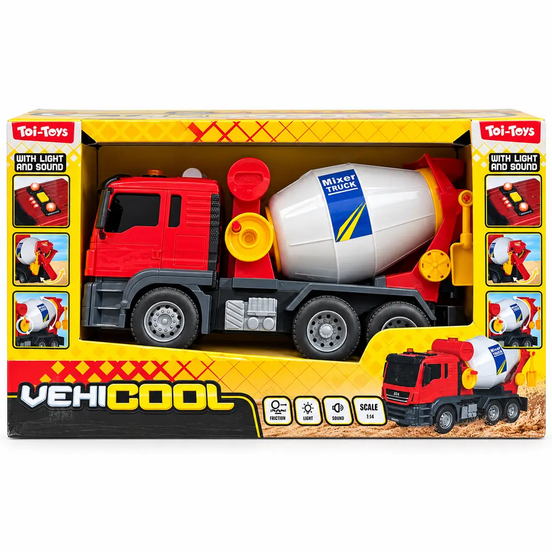VEHICOOL Sürtmeli Oyuncak Beton Mikseri – Işıklı ve Sesli