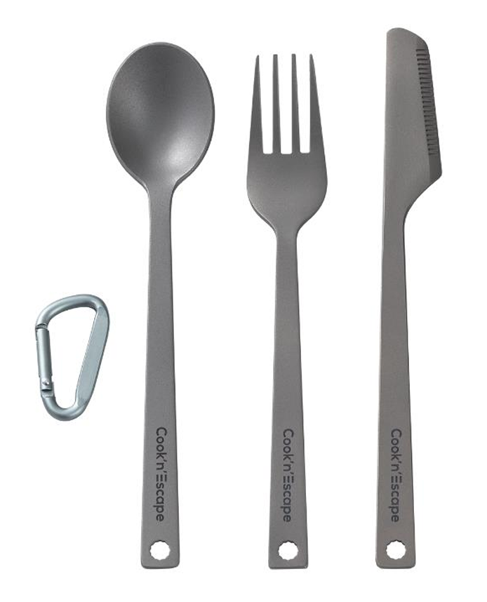 Cook N Escape 3 Parça Çok Fonksiyonlu Dayanıklı Titanyum Çatal Bıçak Takımı