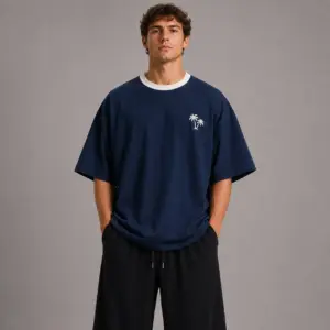 Palmiye Nakışlı Oversize T-shirt