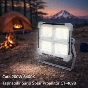 Cata CT-4698 200W Üç Renk Taşınabilir Şarjlı Solar Projektör