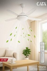 Cata Ct-1157 Fırtına Fan 122W Ayarlanılabilir Işıklı 3 Renkli Tavan Vantilatörü